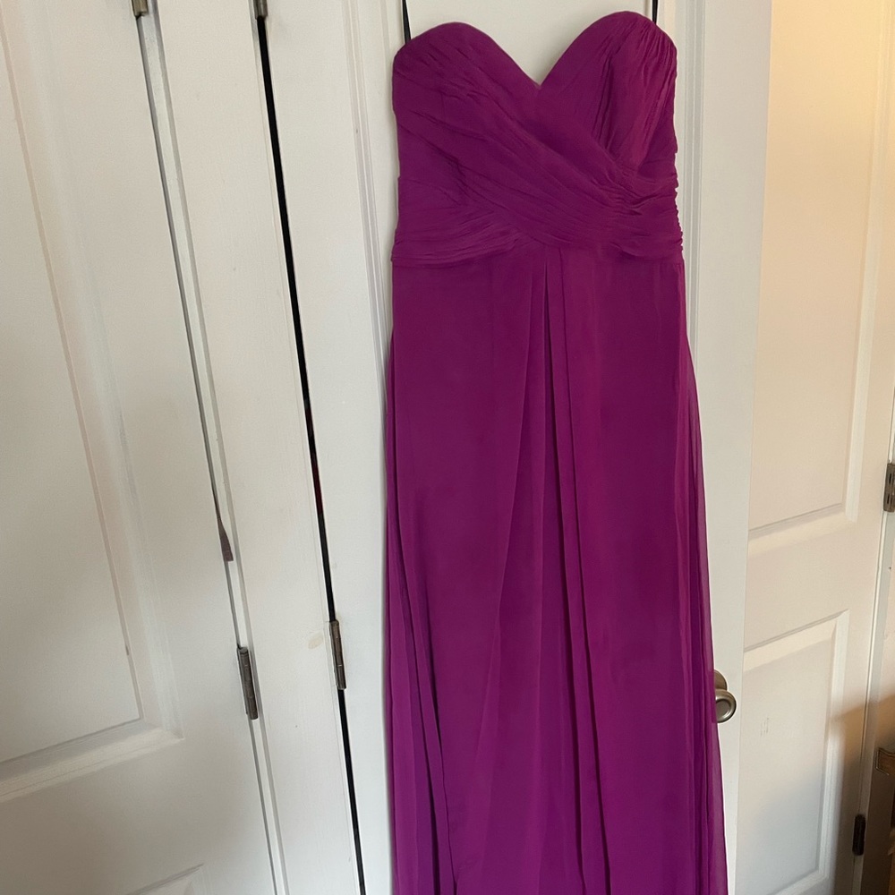 Dessy Plum Strapless Bridesmaid Dress